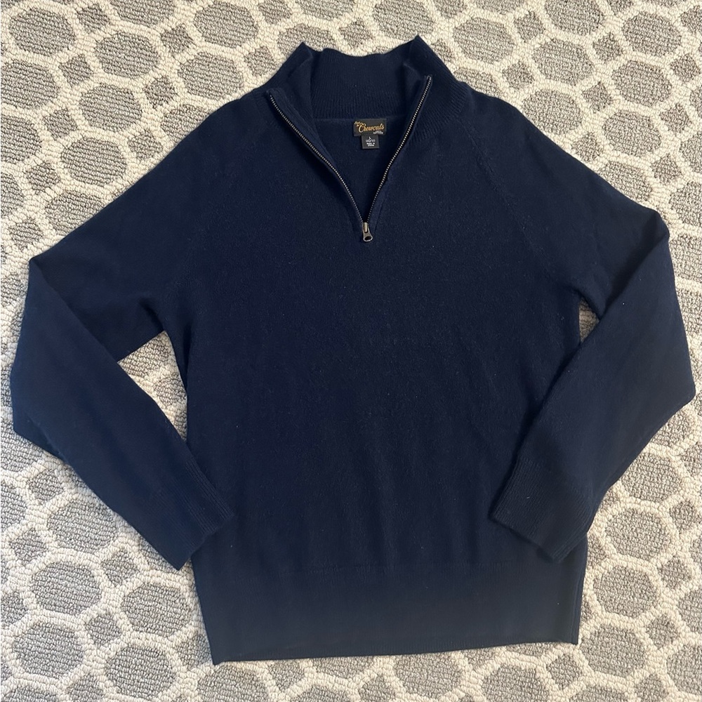 J Crew Crewcuts 100% Cashmere Navy pullover 1/4 zip sweater size L (10-11)